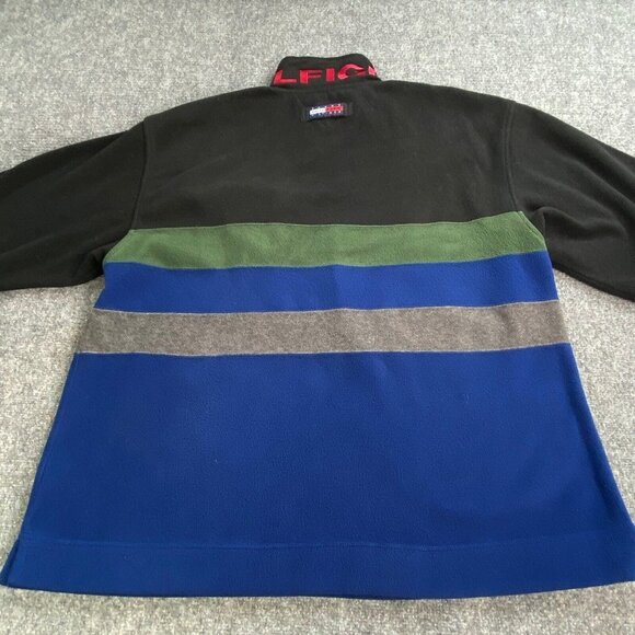 Vtg Tommy Hilfiger Outdoor Mens XL Jacket Striped 1/4 Zip Fleece Spellout Hoodie - Picture 11 of 16